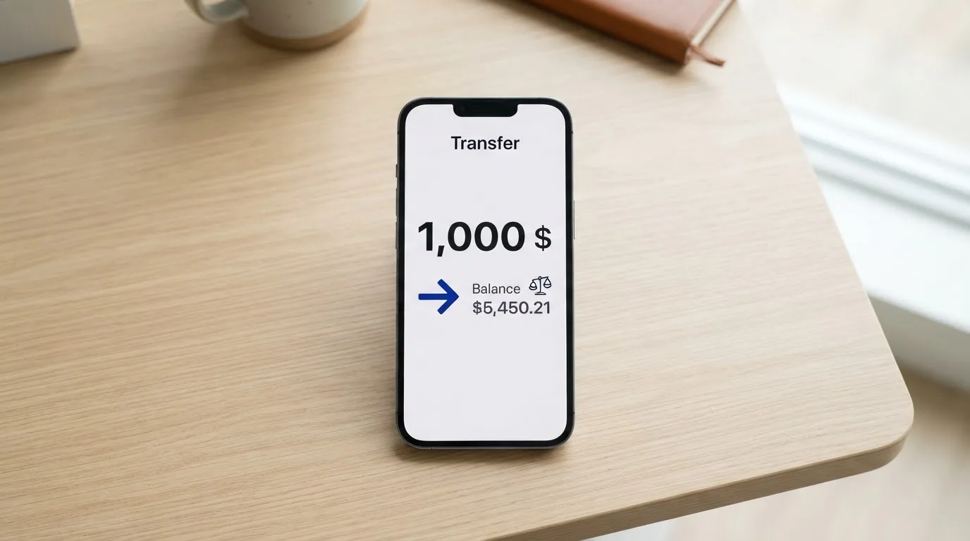 A phone showing a stablecoin transfer screen