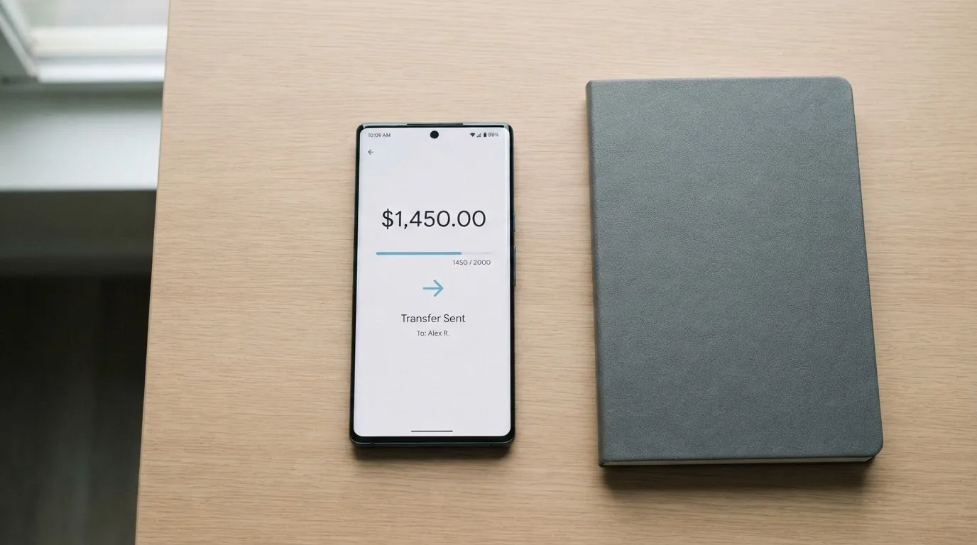 A phone showing a stablecoin transfer screen