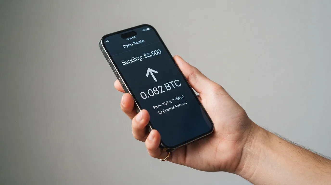 A phone showing a stablecoin transfer screen