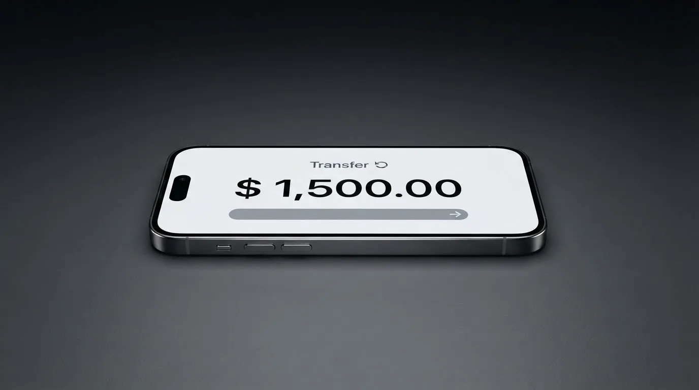 A phone showing a stablecoin transfer screen