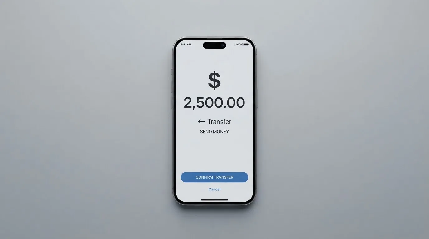 A phone showing a stablecoin transfer screen