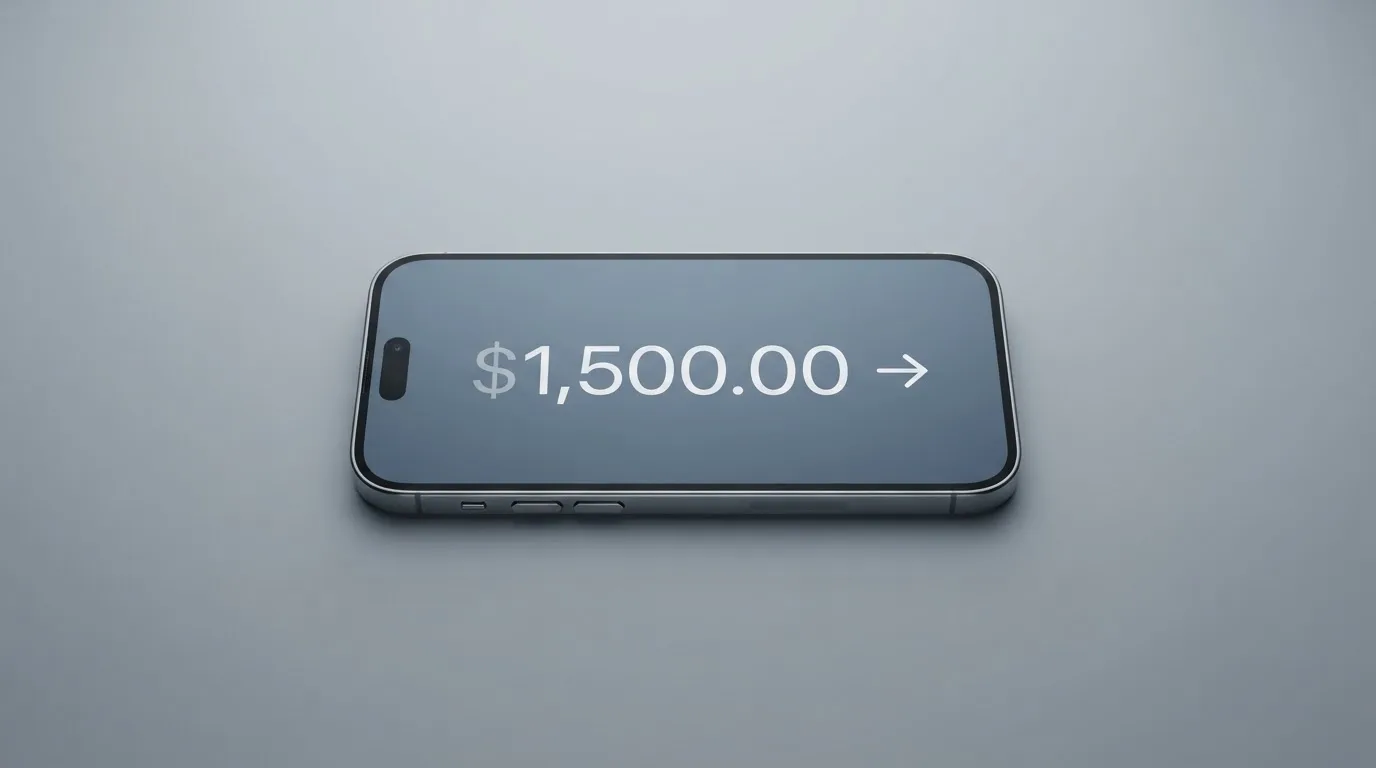 A phone showing a stablecoin transfer screen
