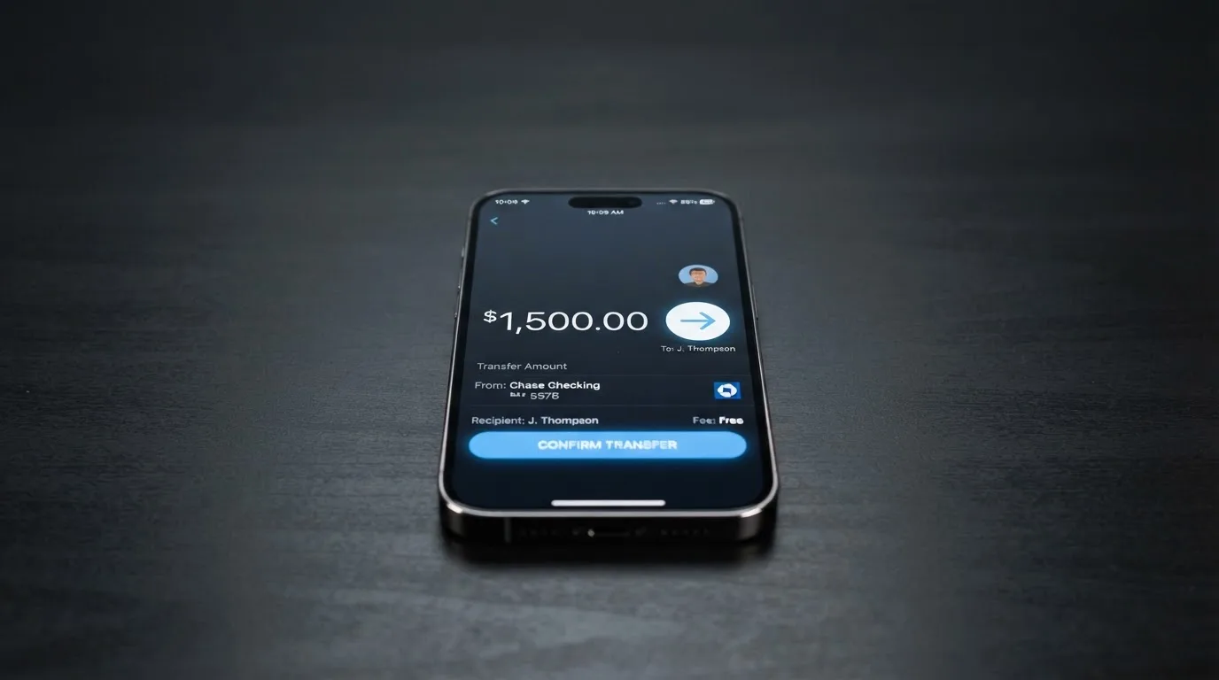 A phone showing a stablecoin transfer screen