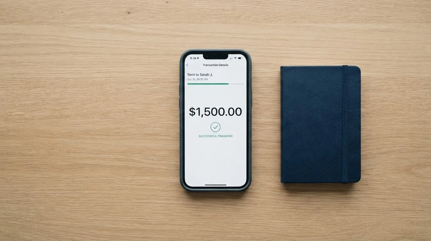 A phone showing a stablecoin transfer screen