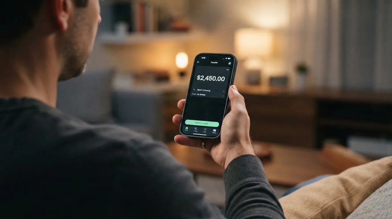A phone showing a stablecoin transfer screen