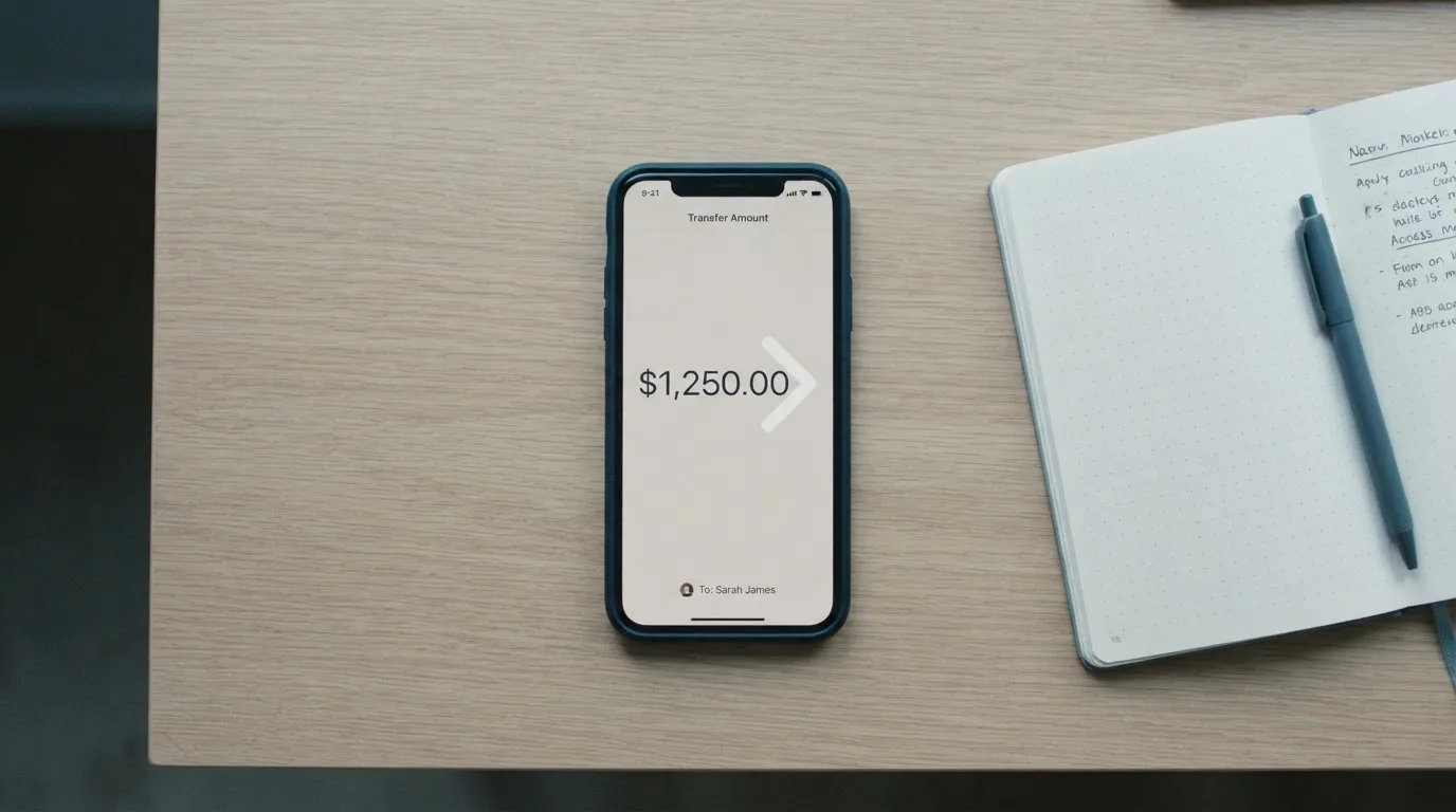A phone showing a stablecoin transfer screen