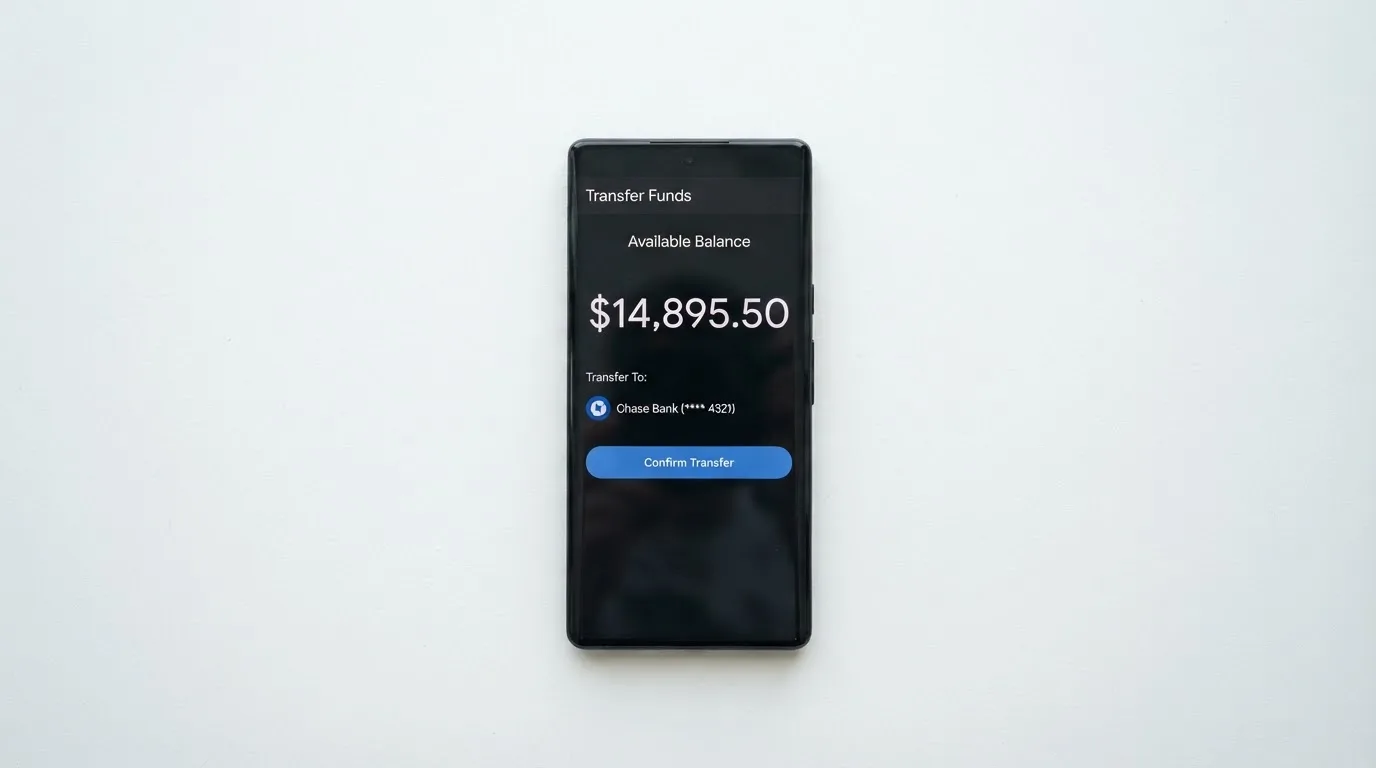 A phone showing a stablecoin transfer screen