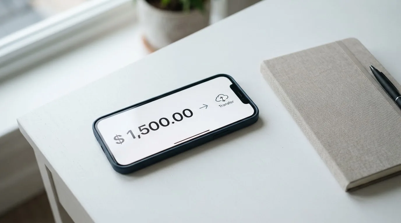 A phone showing a stablecoin transfer screen
