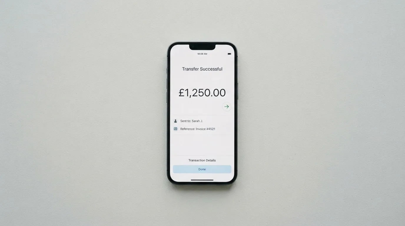 A phone showing a stablecoin transfer screen