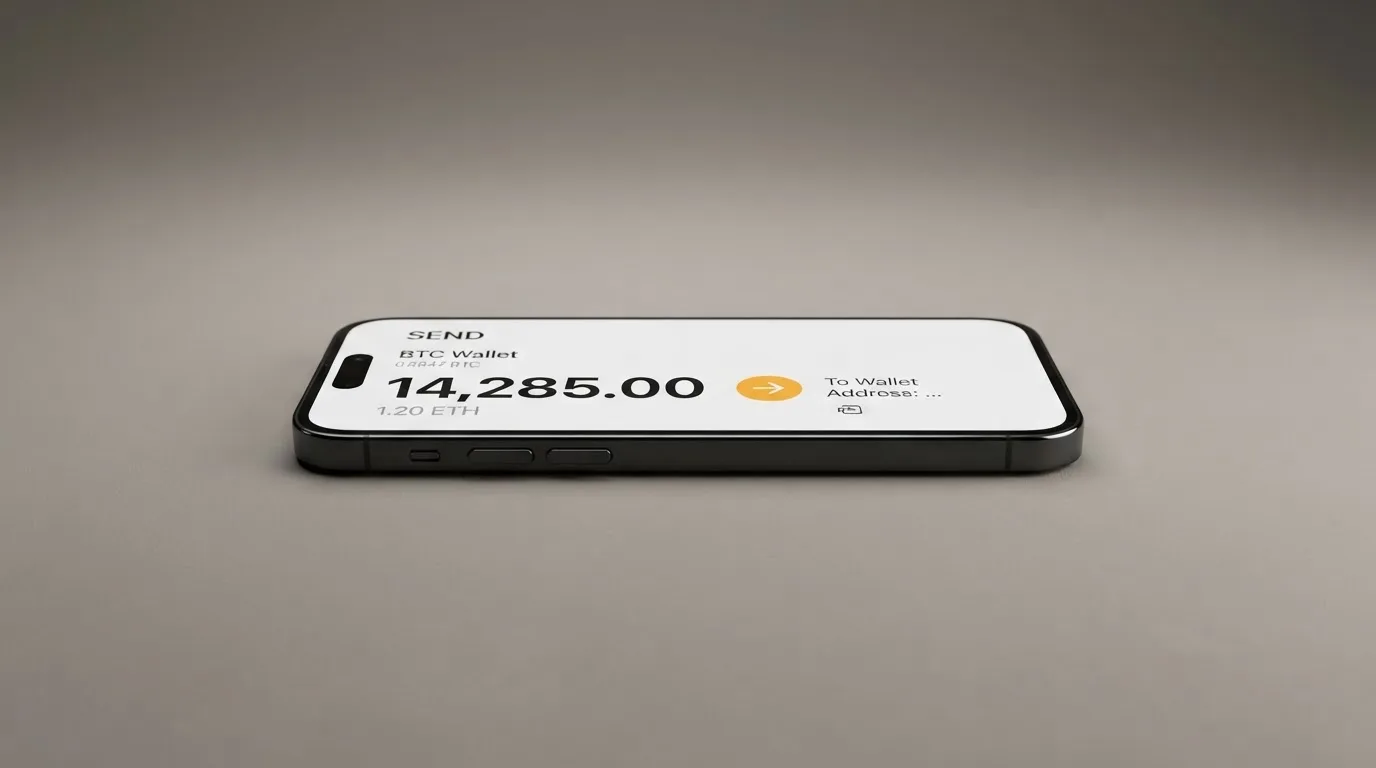 A phone showing a stablecoin transfer screen