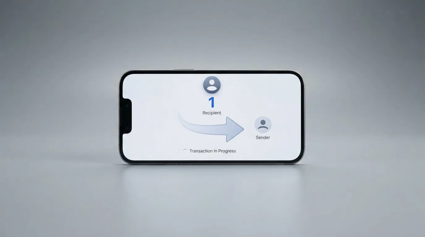 A phone showing a stablecoin transfer screen