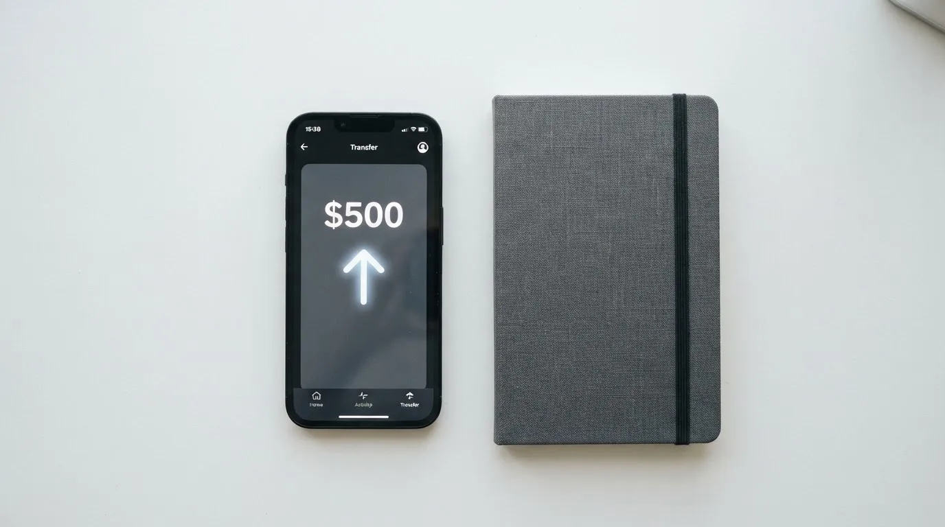 A phone showing a stablecoin transfer screen