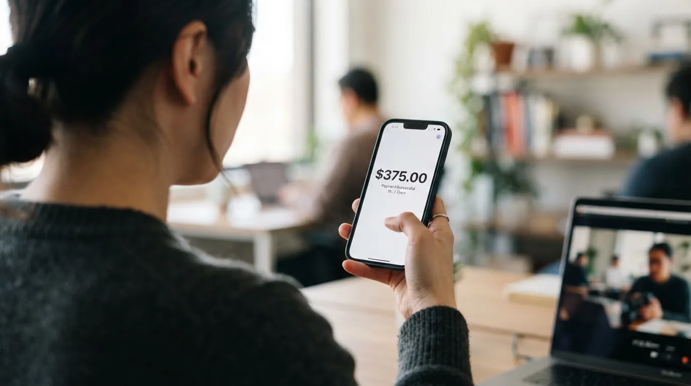 A phone showing a stablecoin transfer screen